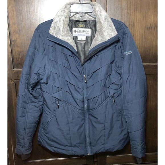 Columbia Jacket Women’s Large Navy Blue Omni-Heat Interchange Insulated Quilted - Picture 1 of 14